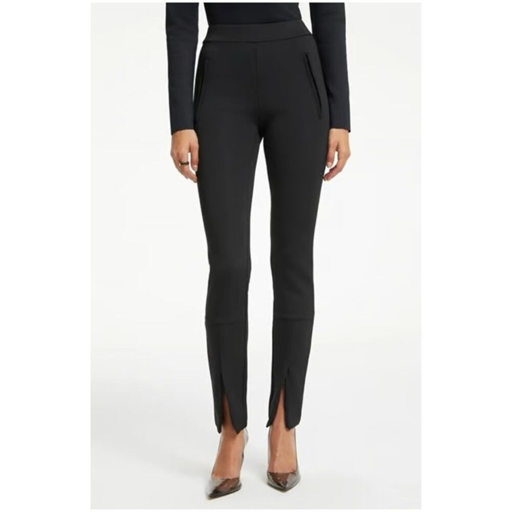 Good American Women’s Sz XL NWT Black Scuba Pull On Pants Slim Stretch Ankle Zip